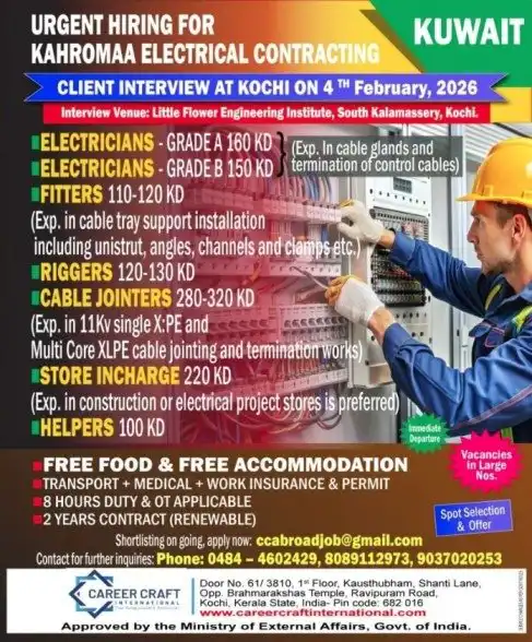 URGENT RECUIRMENT FOR KUWAIT