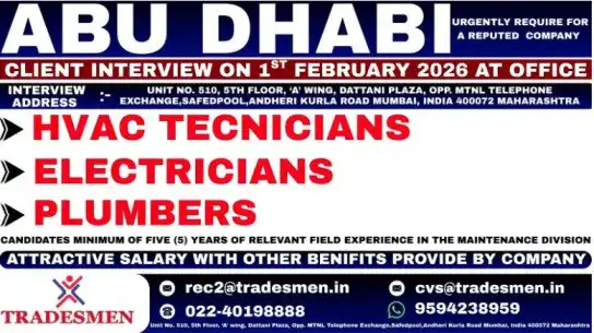 Urgent Required for Abu Dhabi Reputed Company