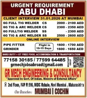 Urgent Requirement for Abu Dhabi
