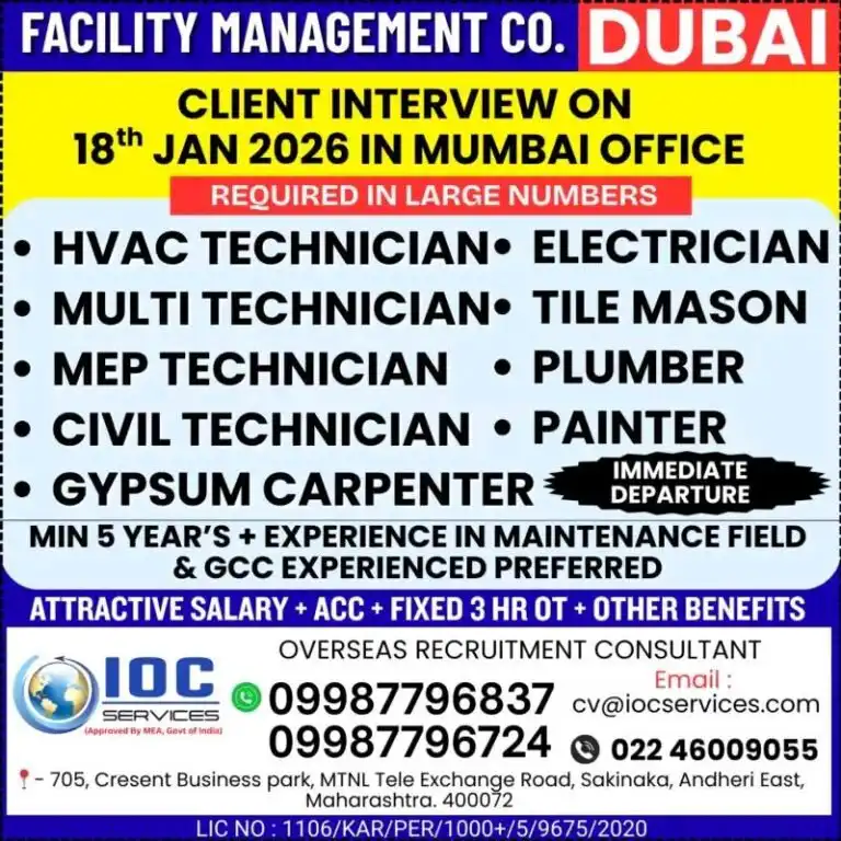 dubai jobs 2026 client interview in mumbai on 18th january 2026 compressed