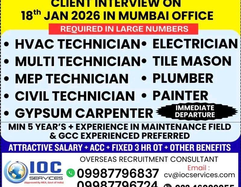 dubai jobs 2026 client interview in mumbai on 18th january 2026 compressed
