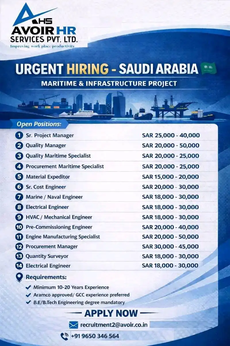saudi arabia jobs 2026 maritime infrastructure project compressed