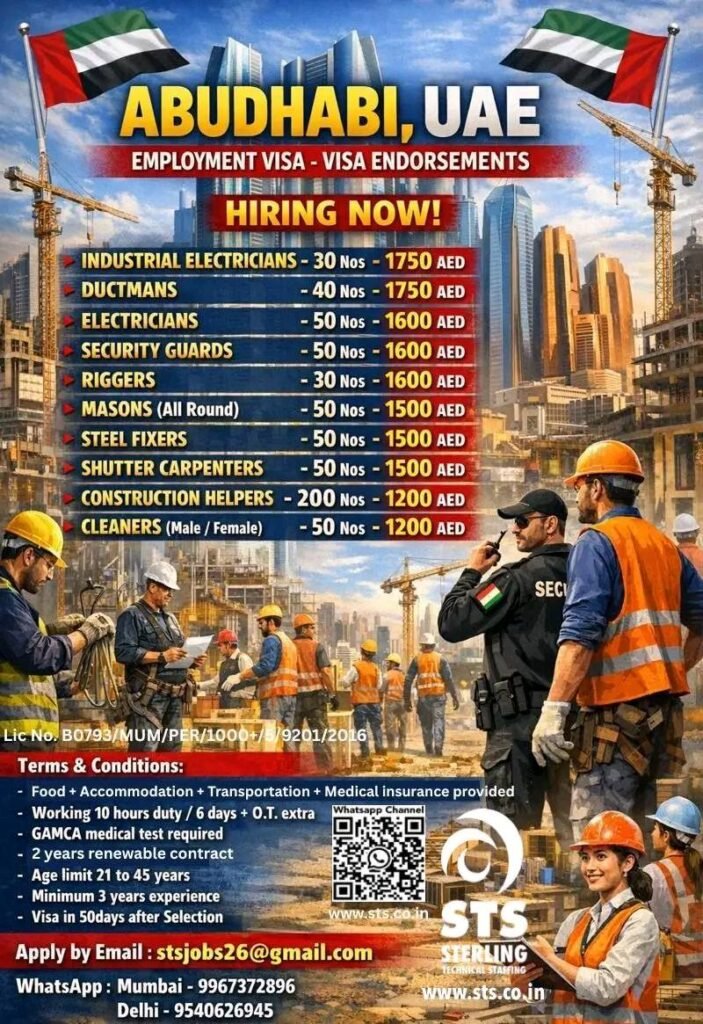 urgent abu dhabi jobs 2026 large numbers required for construction projects compressed