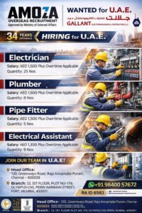 Hiring for UAE Gallant Electromechanical Contracting LLC
