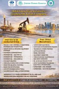 Urgent for Qatar - Leading Oil & Gas Compant Vacancy